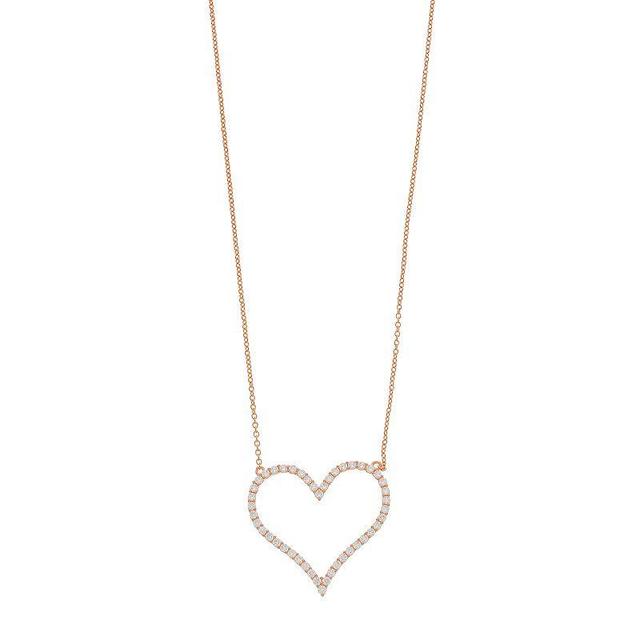 Cubic Zirconia Heart Pendant Necklace, Womens, 14k Gold Over Product Image