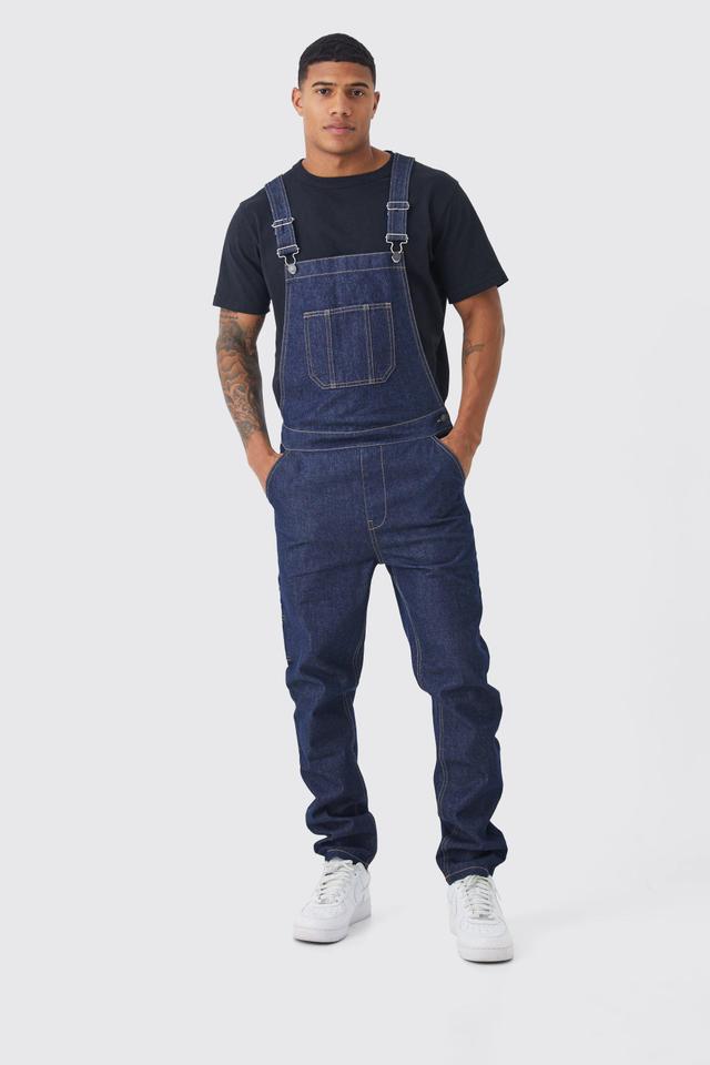 Full Length Denim Overalls | boohooMAN USA Product Image