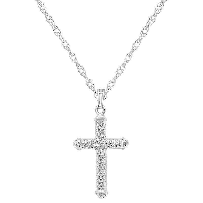 Sterling Silver Textured Cross Pendant, Womens Product Image