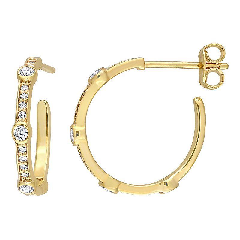 Stella Grace 18k Gold Over Sterling Silver 2/5 Carat T.W. Lab-Grown Diamond Hoop Earrings, Womens, White Product Image