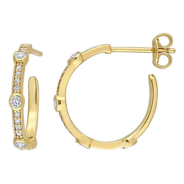 Stella Grace 18k Gold Over Sterling Silver 2/5 Carat T.W. Lab-Grown Diamond Hoop Earrings, Womens, 18k Gold Plated Product Image