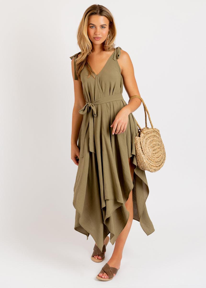 Ellio Dress in Olive Ash Product Image