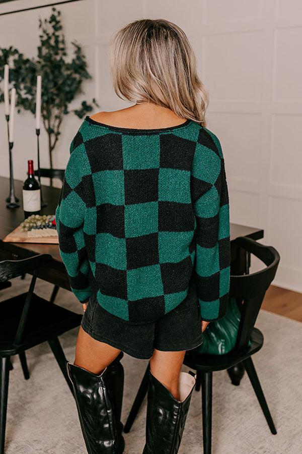 Bonfire Bliss Knit Sweater in Hunter Green Product Image