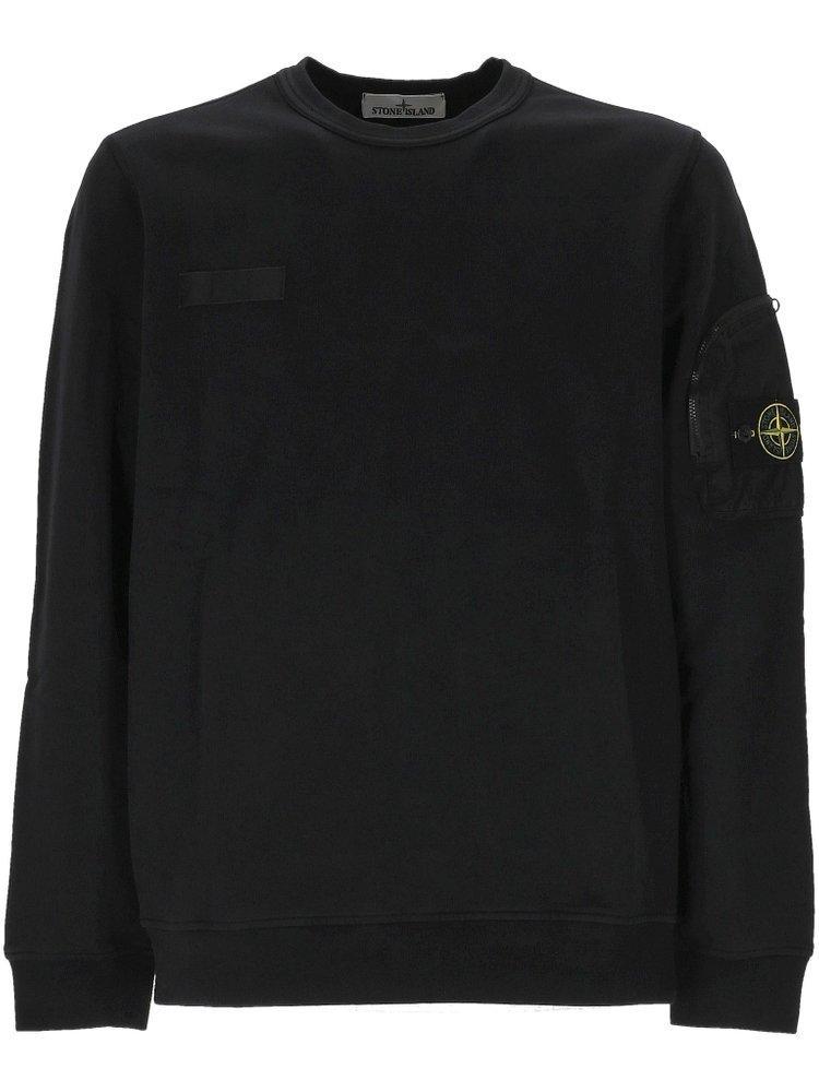 STONE ISLAND Compass Patch Crewneck Sweatshirt In Black Product Image