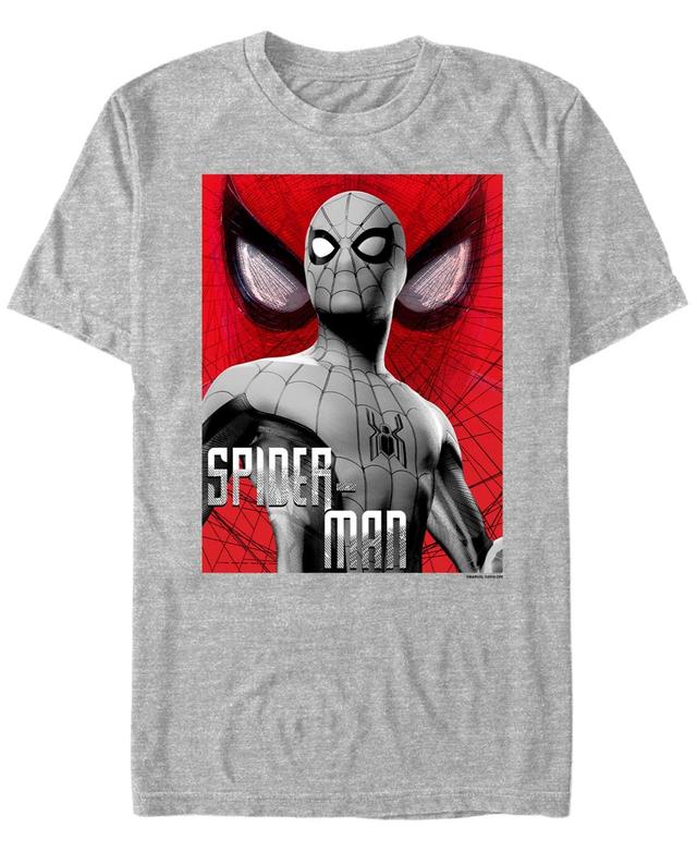 Mens Marvel Spider-Man Grey Spider Web Poster Tee Athletic Grey Product Image