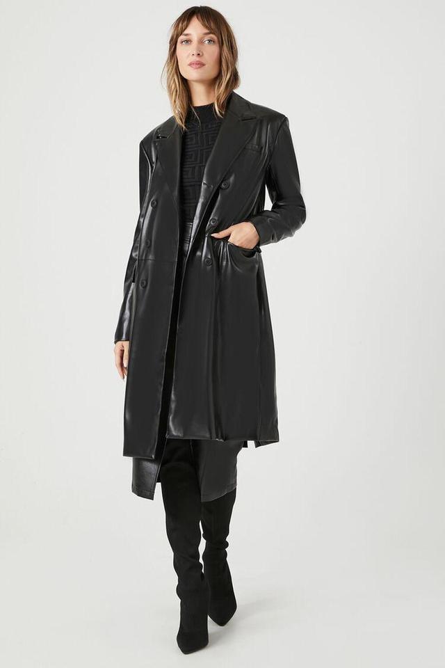 Faux Leather Double-Breasted Coat | Forever 21 Product Image