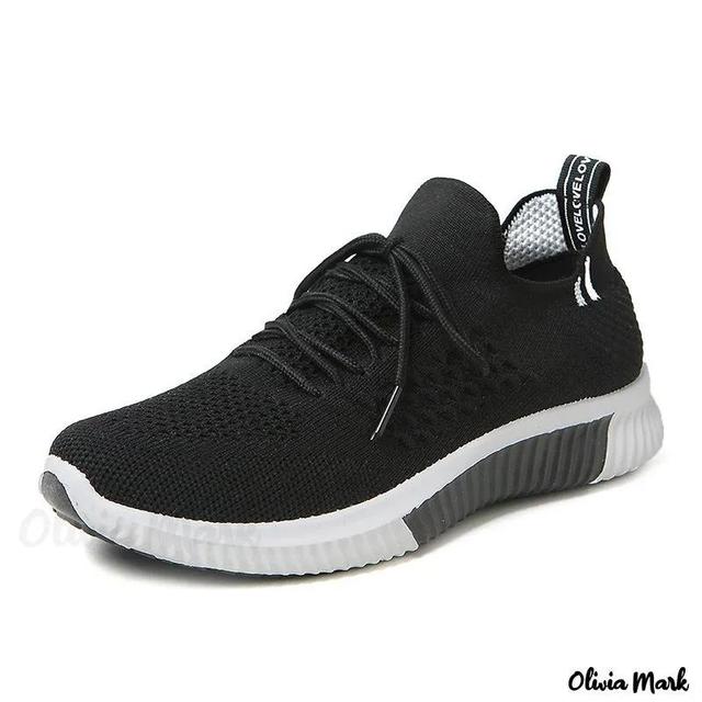 Olivia Mark – Running Shoes Single Shoes Casual Breathable Mesh Upper Small White Product Image