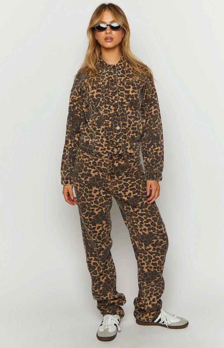 Lioness Carmela Leopard Print Denim Jacket Product Image