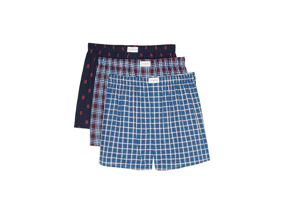 Tommy Hilfiger Cotton Classics Woven Boxer 3-Pack (Paris Blue) Men's Underwear Product Image