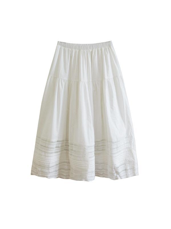 A-Line High Waisted Hollow Solid Color Split-Joint Skirts Product Image