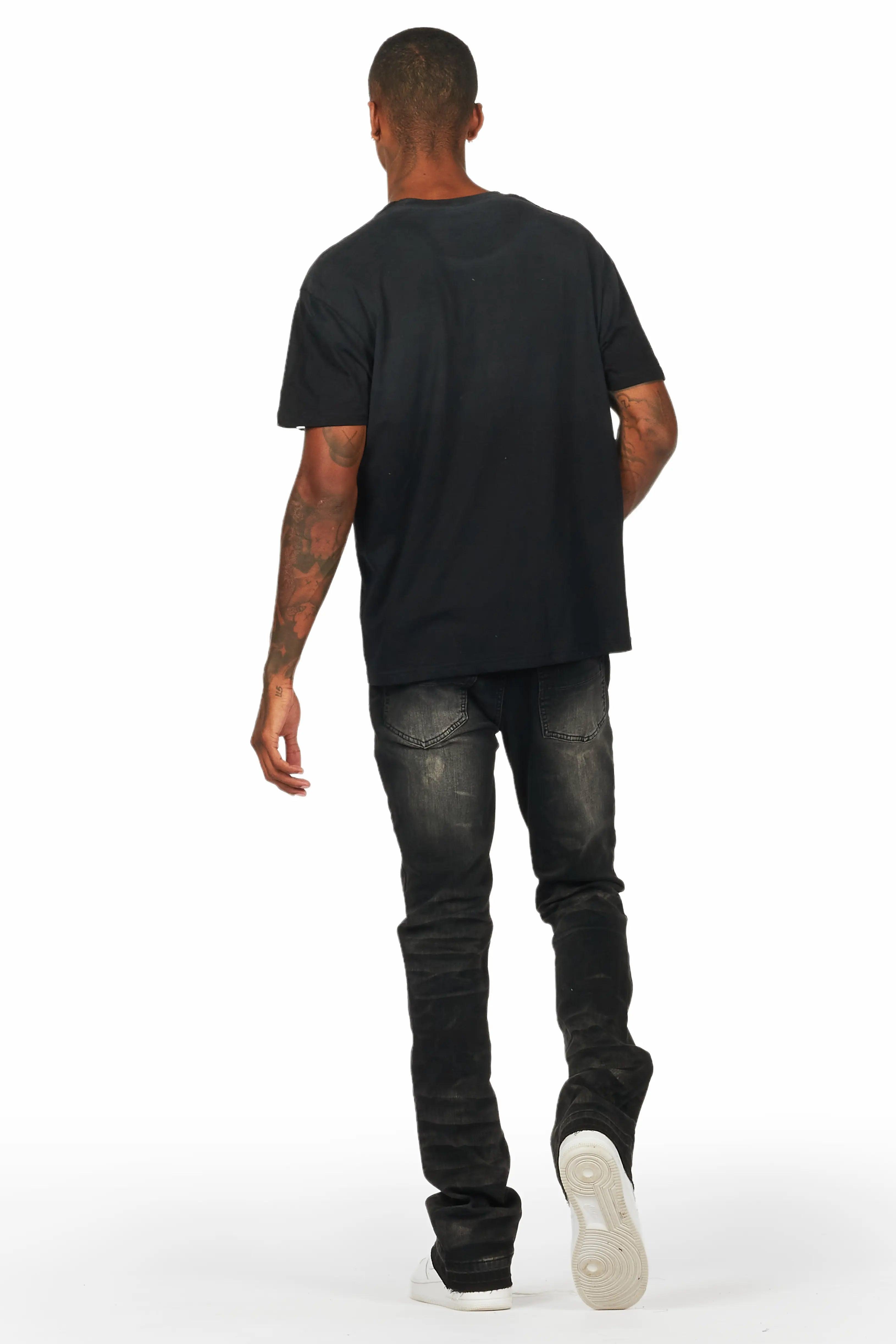 Jabbar Black Graphic Oversized T-Shirt Male Product Image