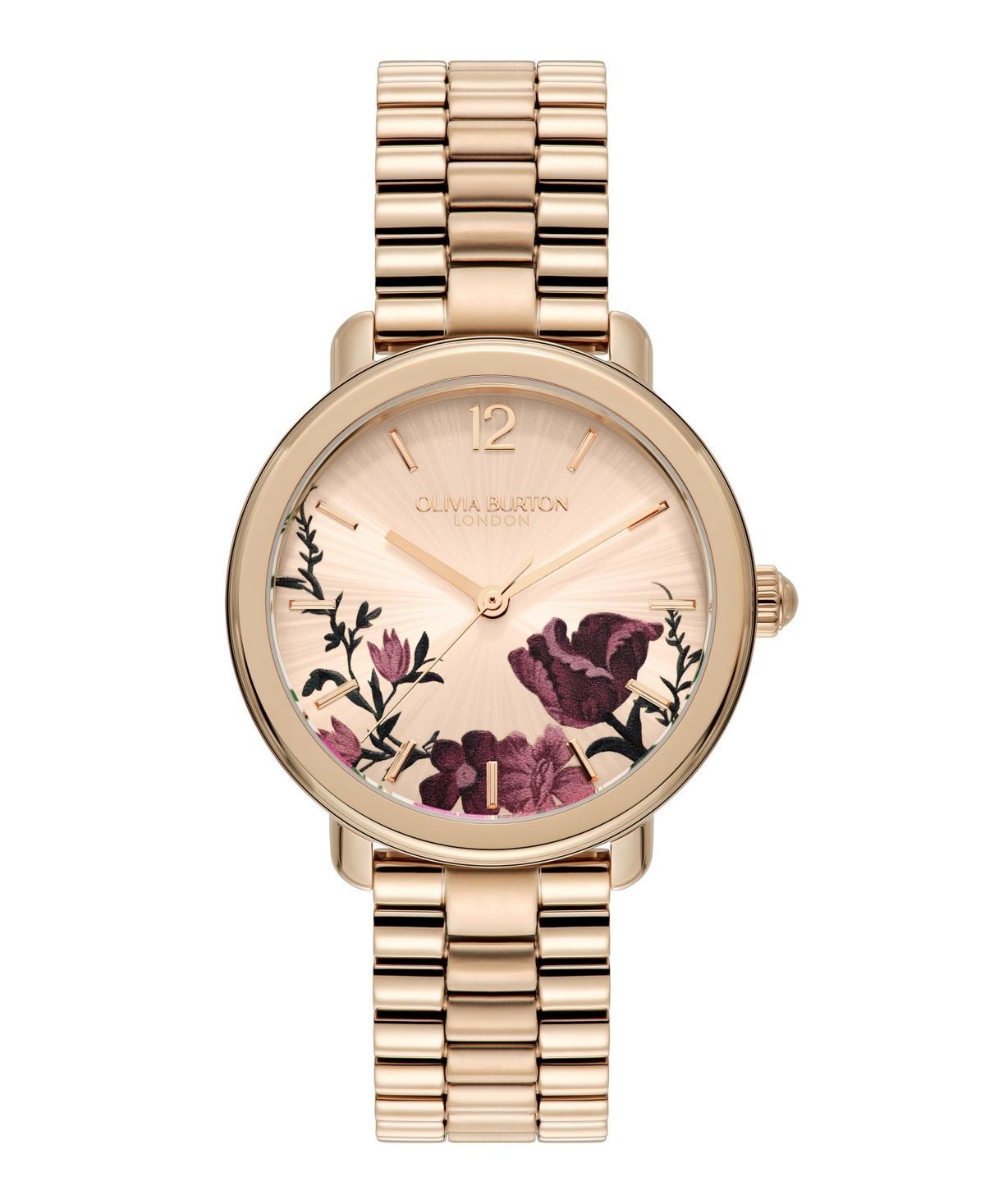 Olivia Burton Womens Vintage Floral Rose Gold-Tone Stainless Steel Bracelet Watch 36mm - Rose Gold Product Image