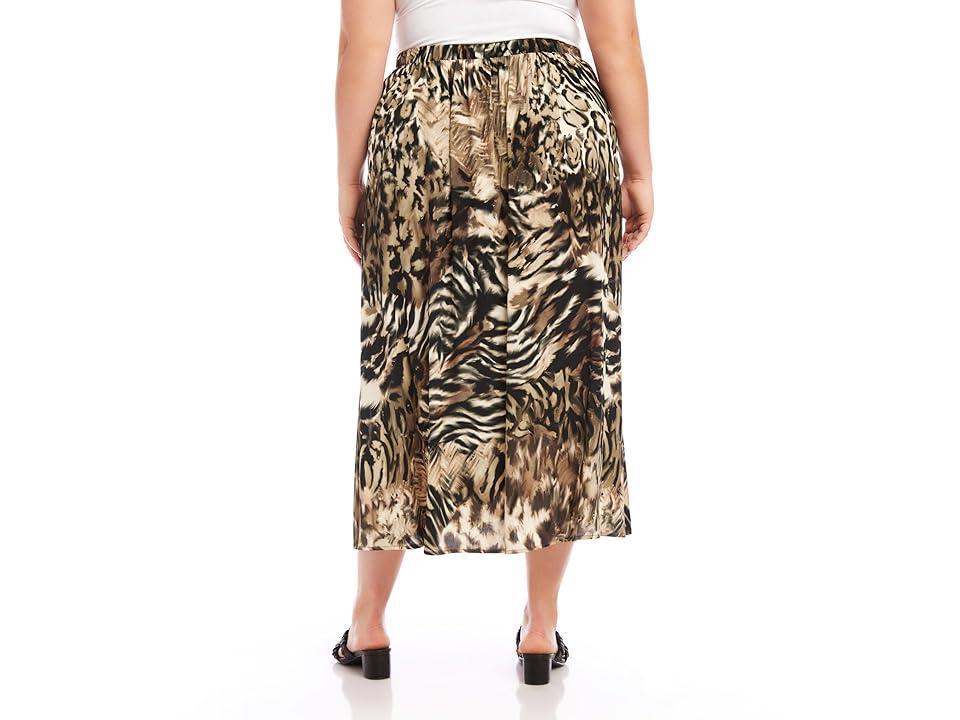 Karen Kane Plus Size Side-Slit Midi Skirt (Print) Women's Skirt product image