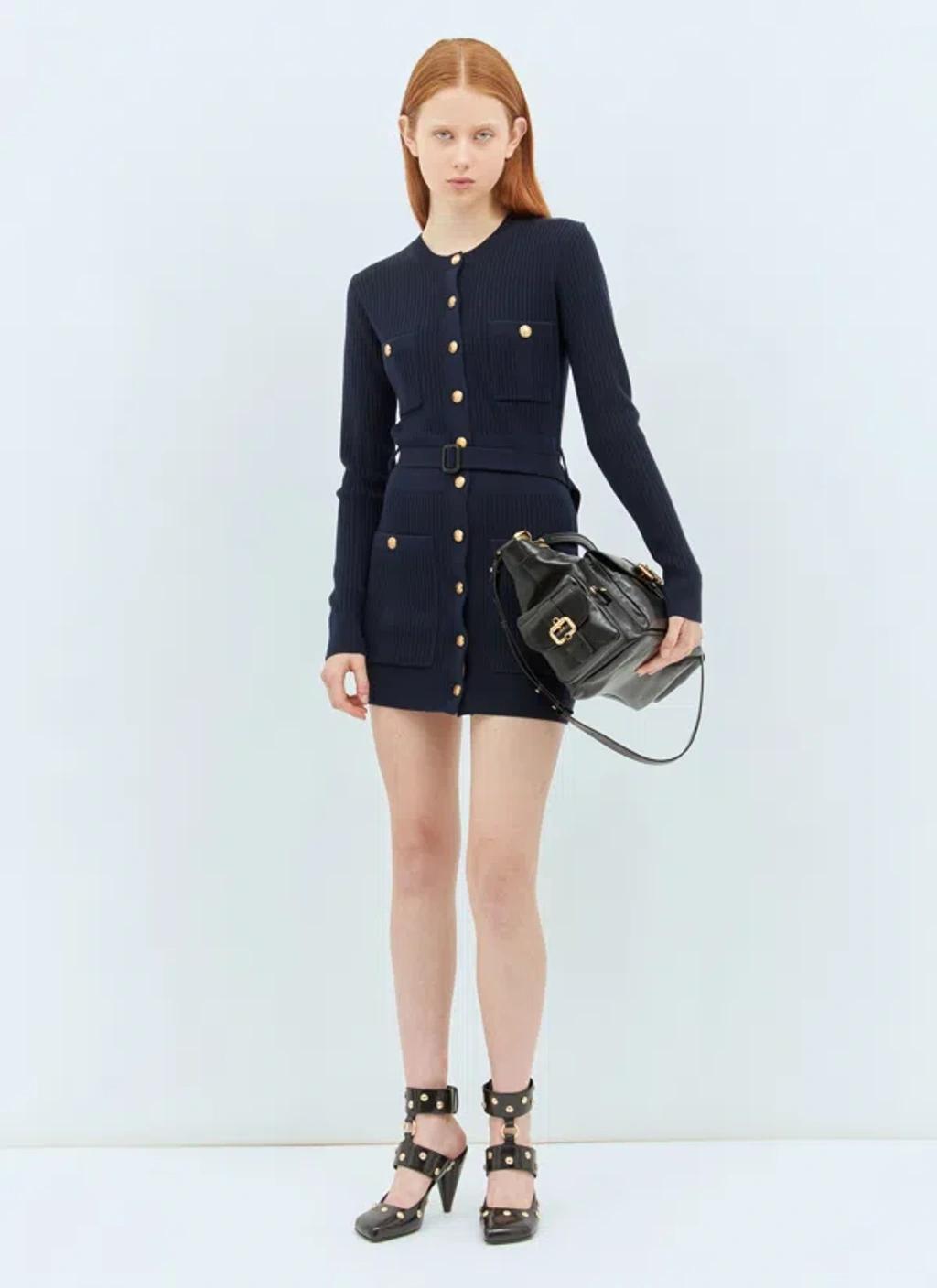 CHLOÉ Long Wool Fitted Cardigan In Blue Product Image