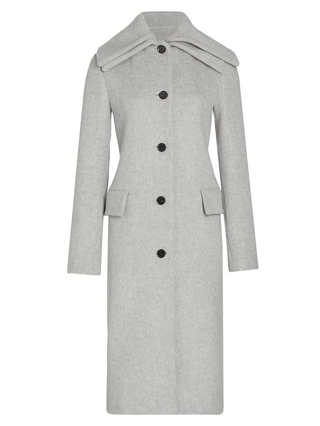 Womens Long Double-Breasted Wool-Blend Coat Product Image