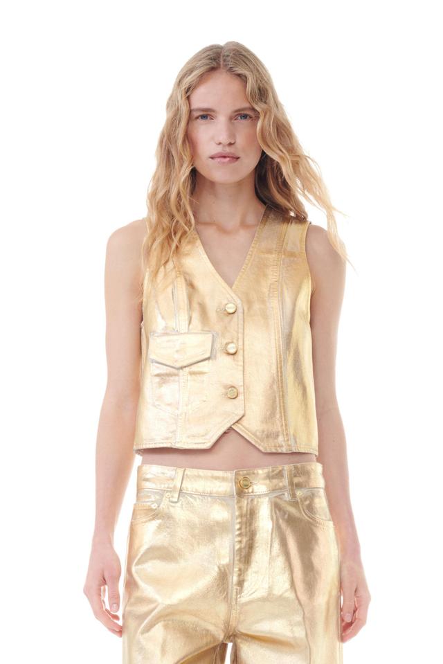 Gold Foil Denim Vest Product Image