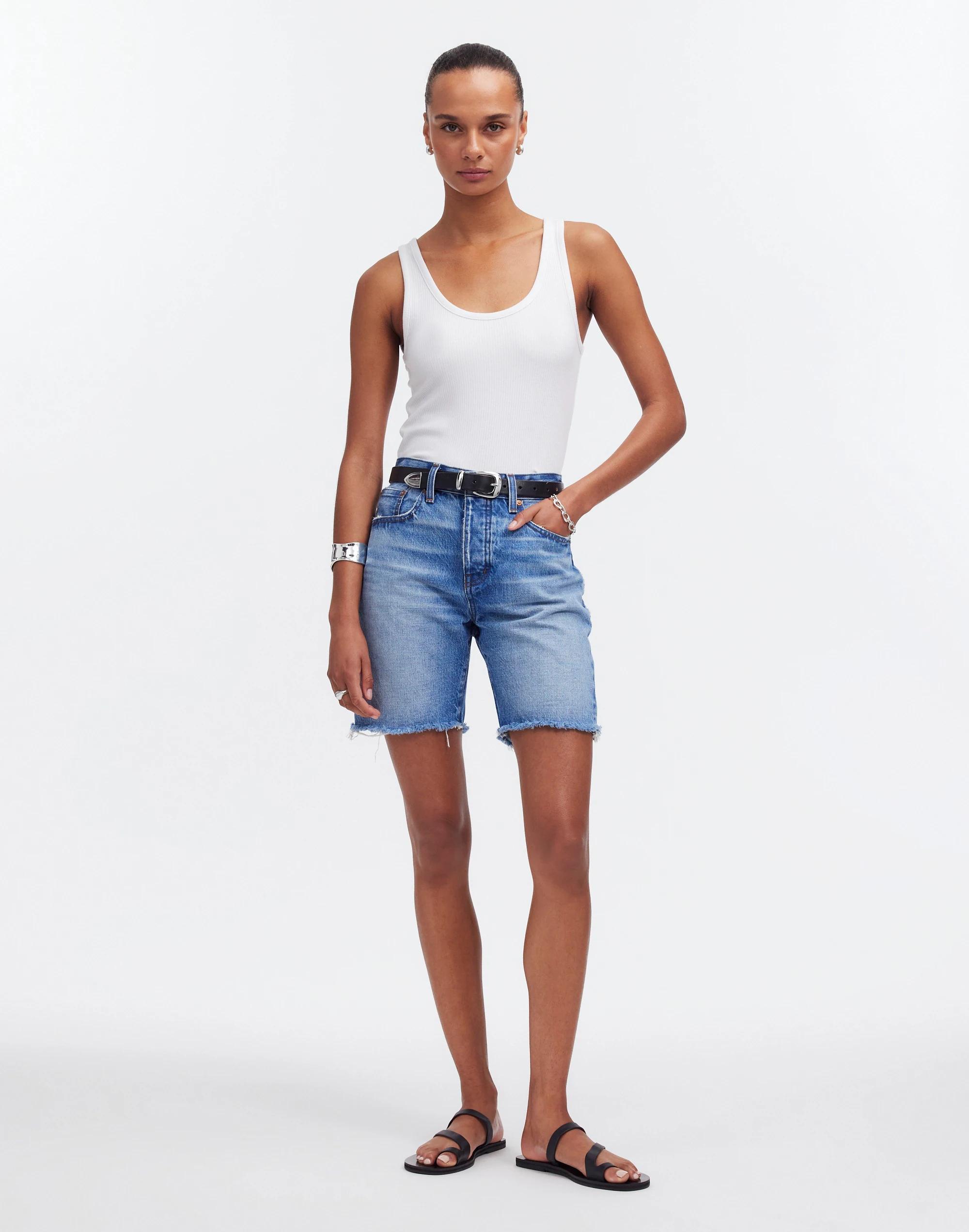 Long Denim Shorts in Pedersen Wash Product Image