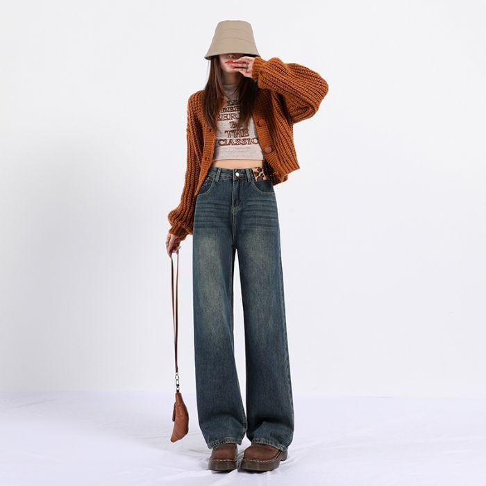 High Rise Washed Loose Fit Jeans (Various Designs) Product Image