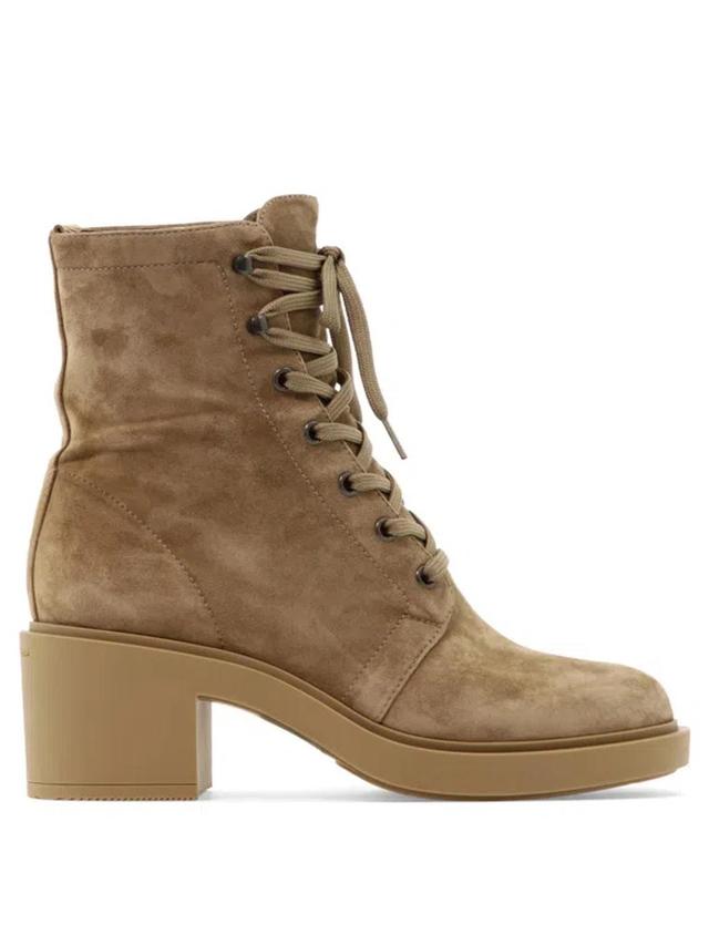 GIANVITO ROSSI Foster Suede Ankle Boots In Beige Product Image