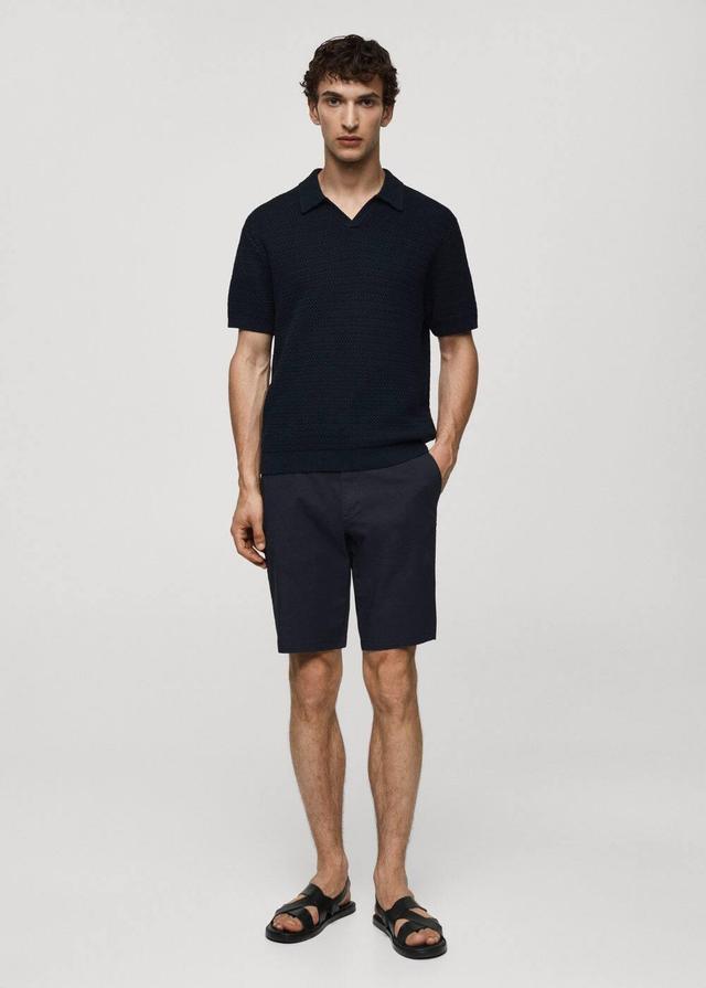 MANGO MAN - Slim-fit chino cotton bermuda shorts dark navyMen Product Image