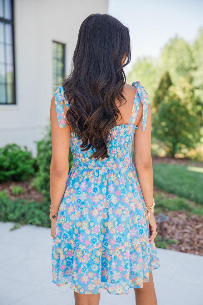 Sunny Skies Blue Floral Mini Dress Product Image