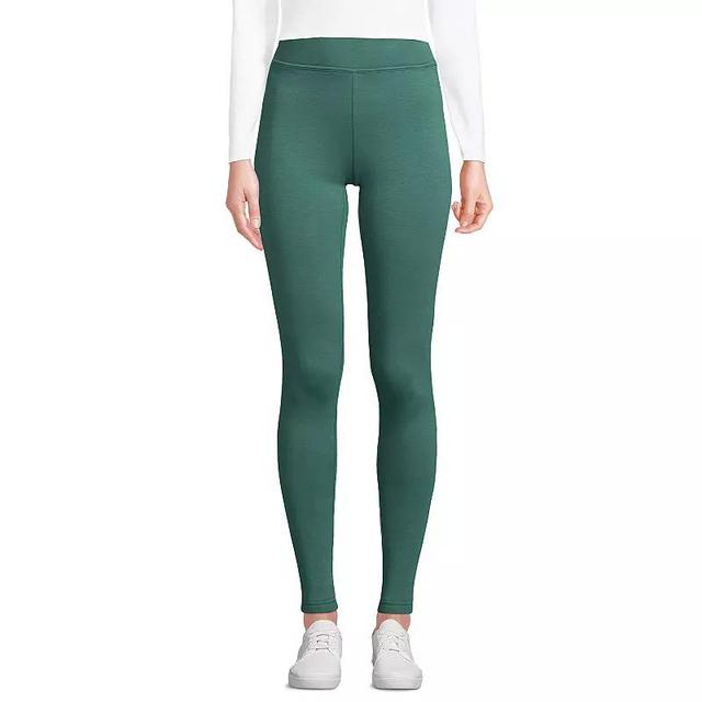 Womens Lands End Serious Sweats Fleece Lined Leggings Washed Green Product Image