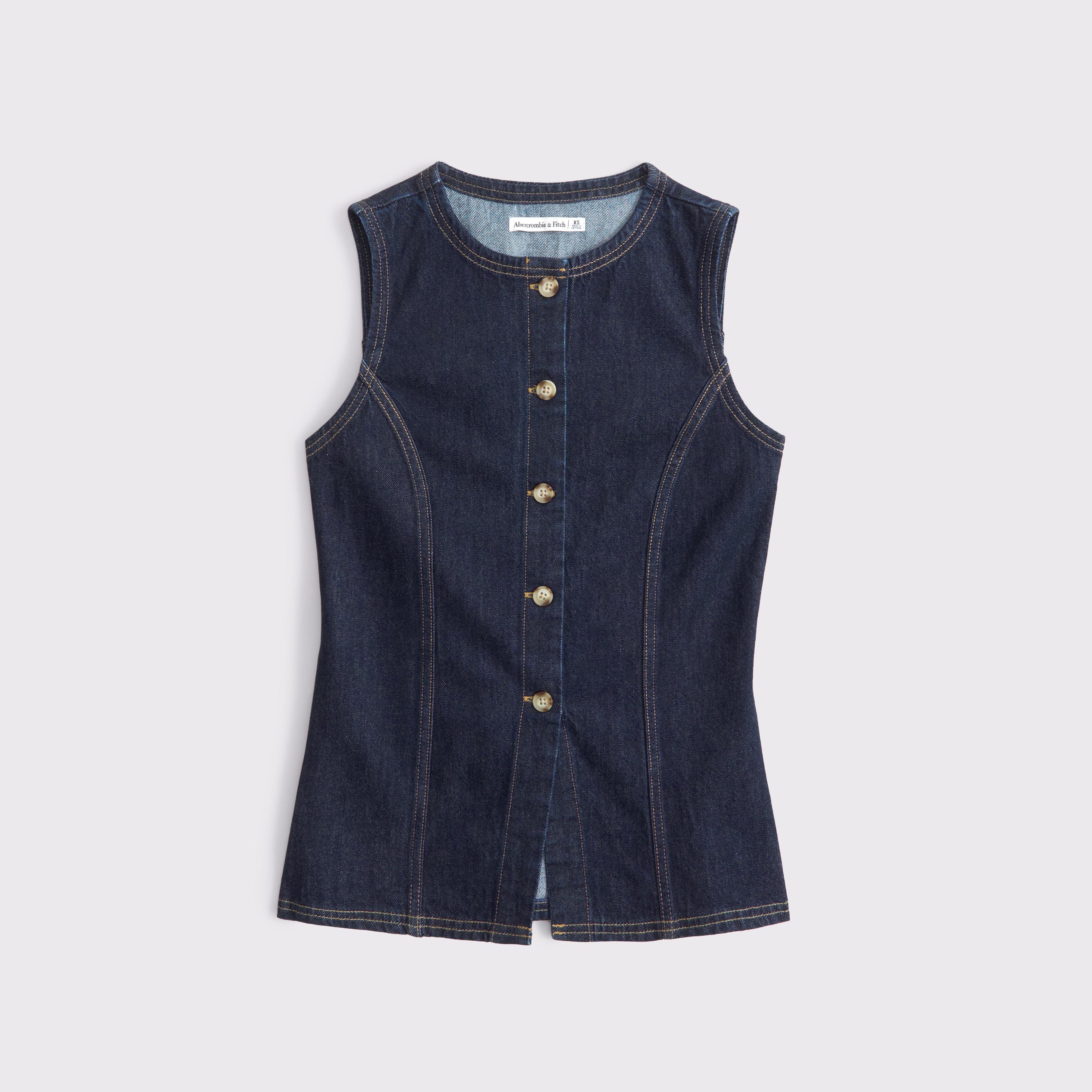 Tie-Back Denim Vest Product Image