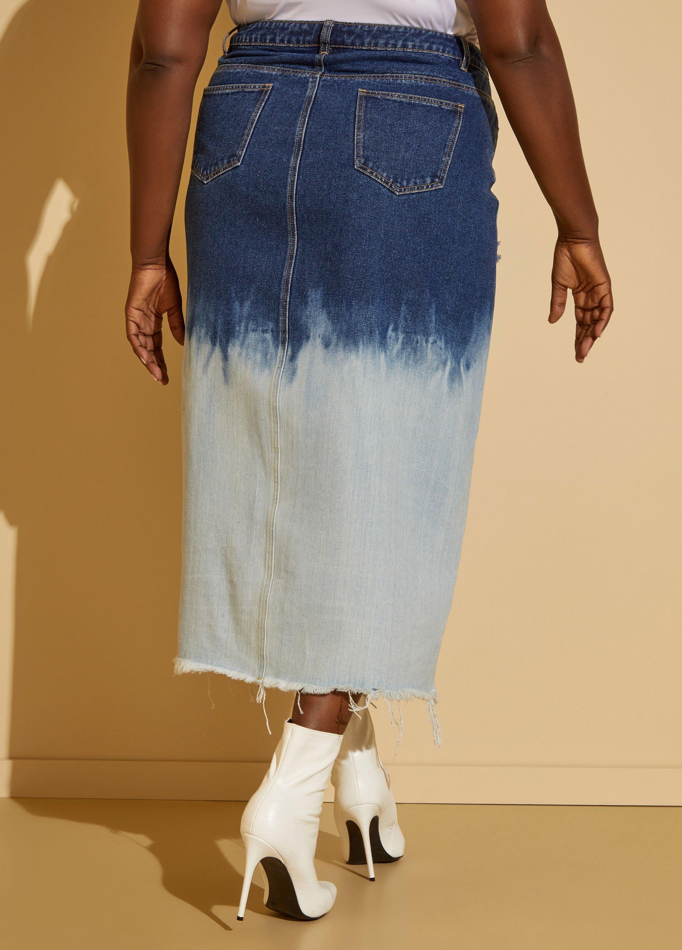 Ombre Denim Maxi Skirt Product Image