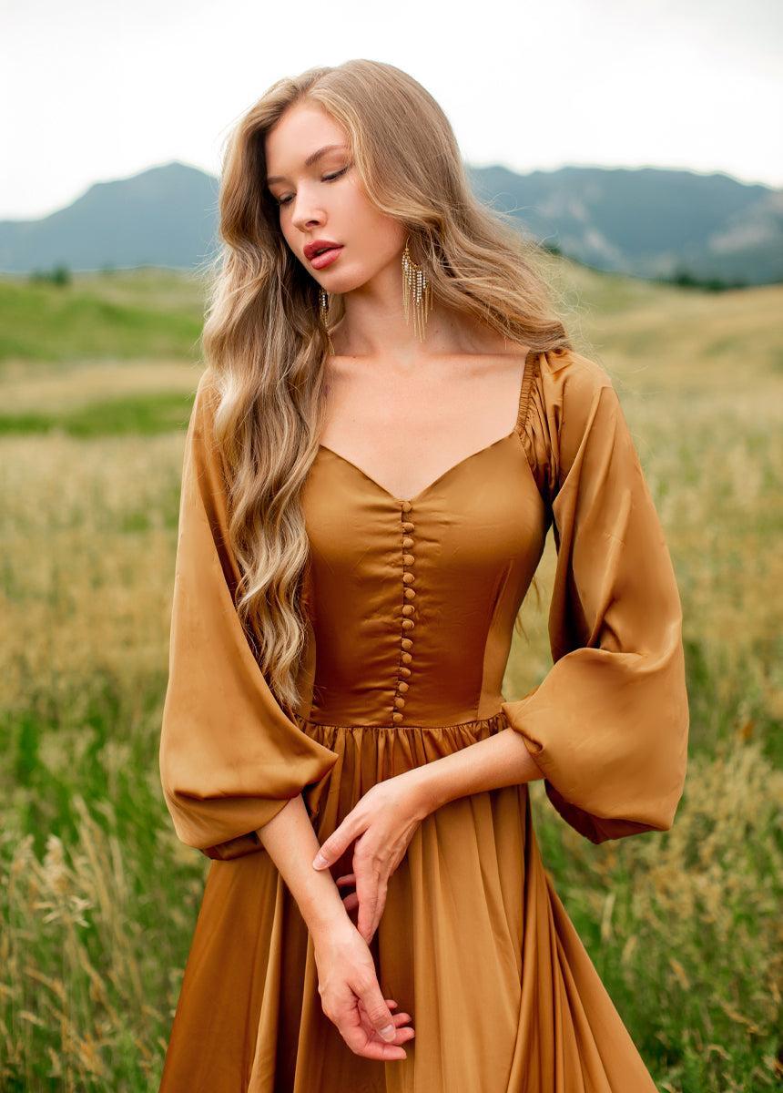 Lorna Impact Dress in Dark Honey Product Image