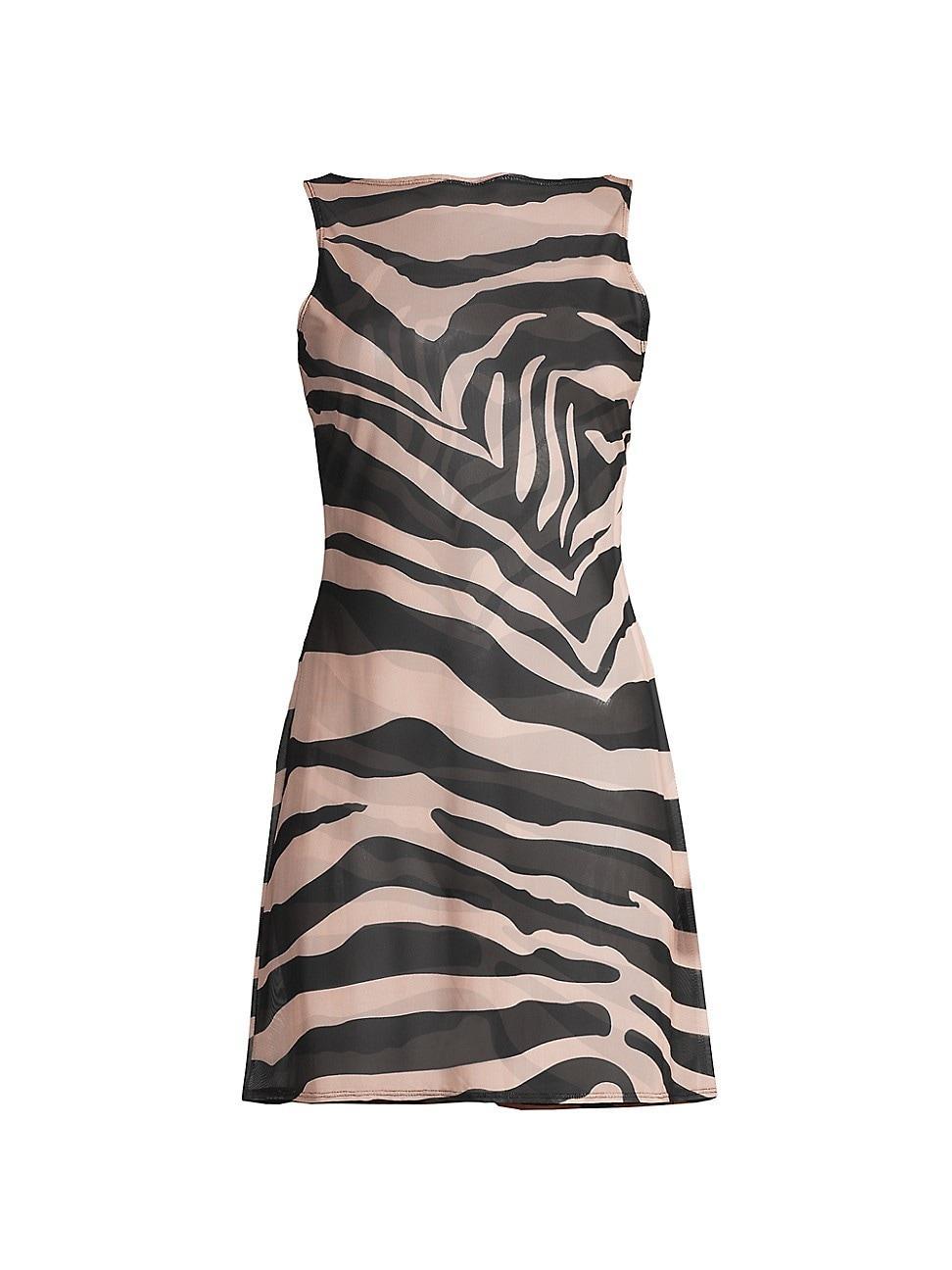 Womens Zebra Mesh Minidress Product Image