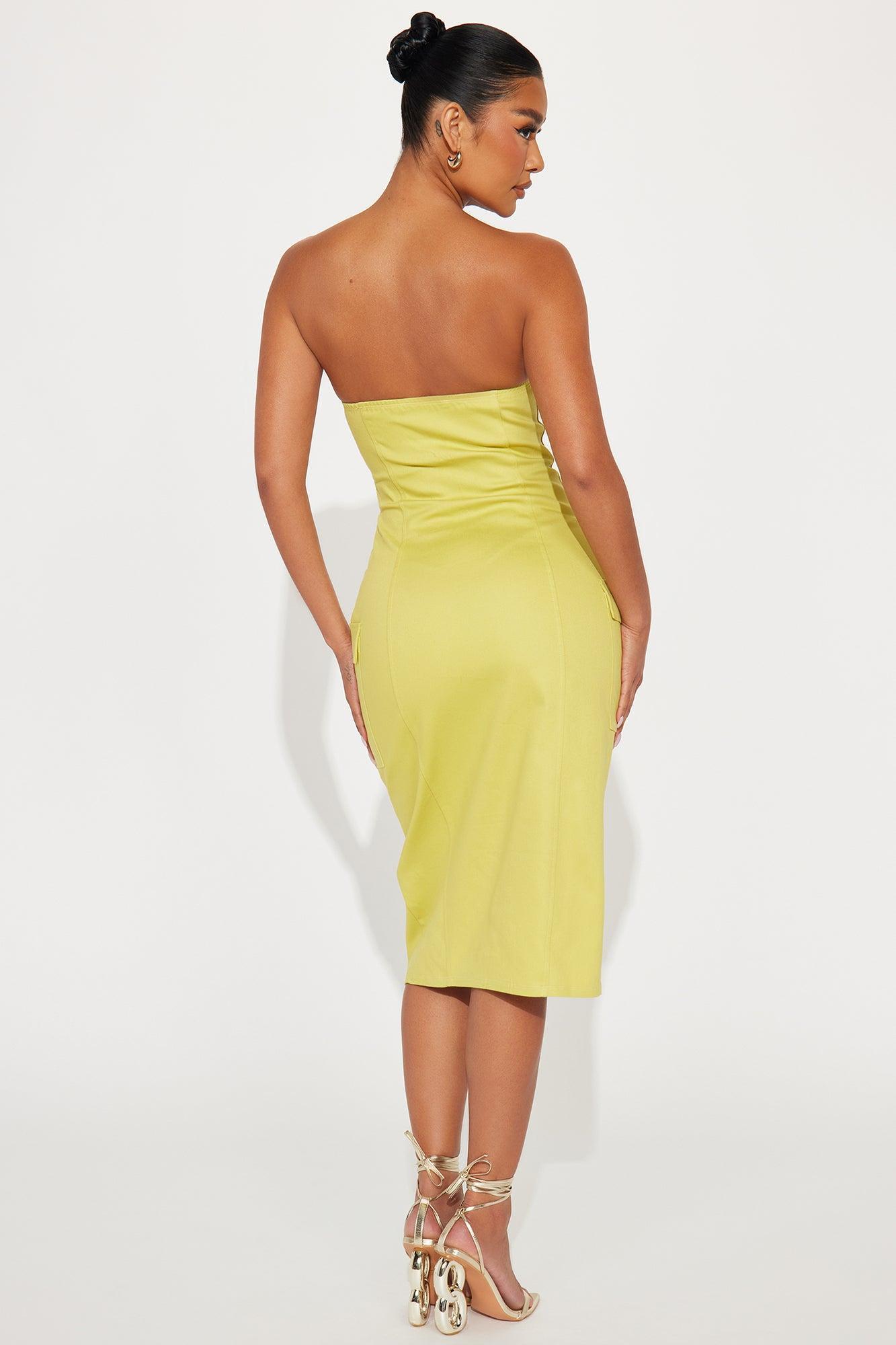 Nyx Cargo Midi Dress - Chartreuse Product Image