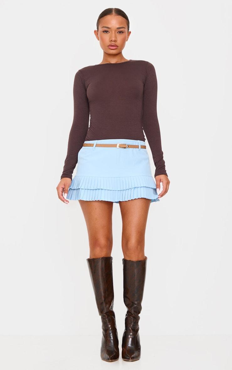 Petite Blue Double Pleat Detail Mini Skirt product image