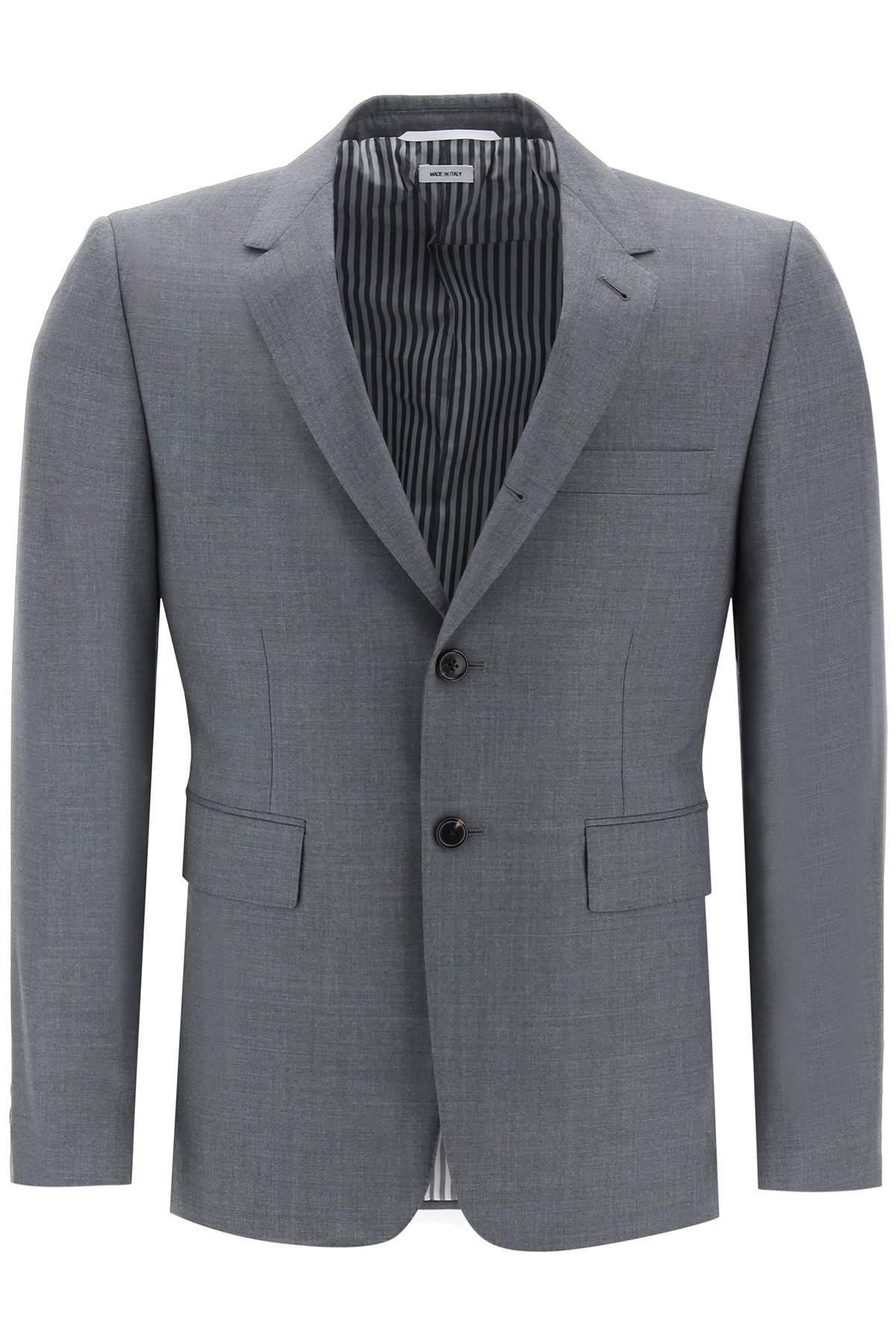 THOM BROWNE Grey Single-breasted Jacket In Wool In Gray Product Image