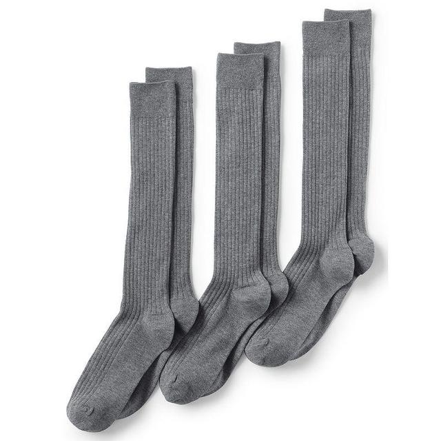 Mens Lands End Seamless Toe 3-Pack Dress Socks Pewter Grey Product Image