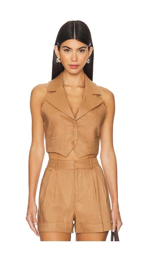 Donna Linen Vest In Tan Product Image