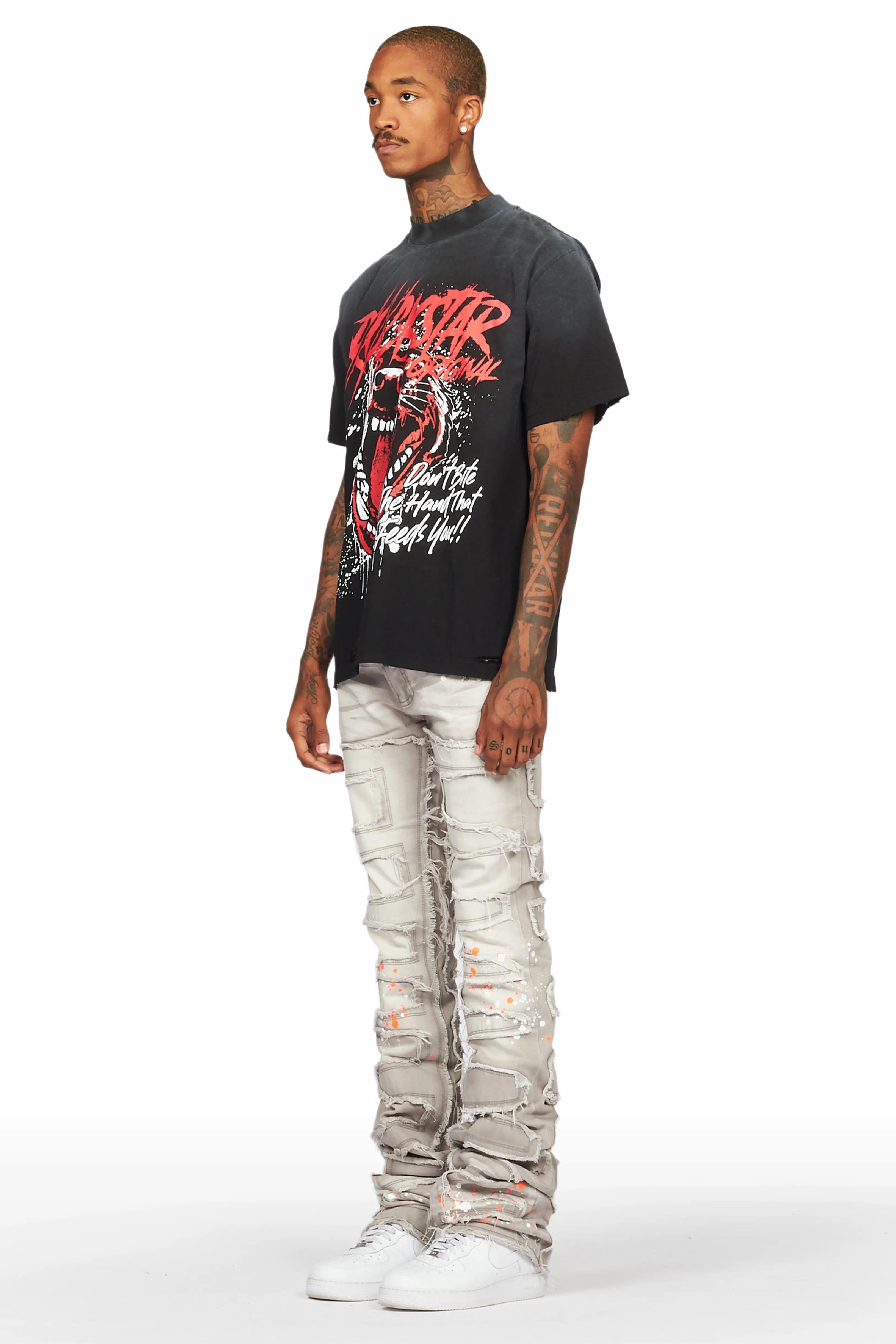 Macon Grey/Orange Painter Super Stacked Flare Jean Male Product Image