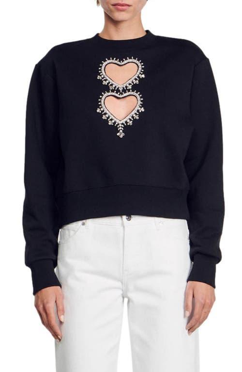 Womens Sweatshirt with Rhinestone Hearts Product Image