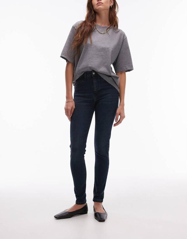 Topshop high rise Jamie jeans in blue black   Product Image