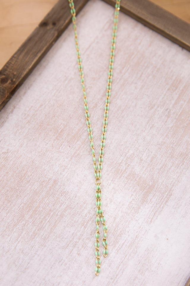 Mint Drop Chain Enamel Necklace Product Image