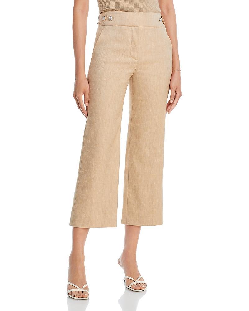 Veronica Beard Aubrie Flare Crop Linen Blend Pants Product Image