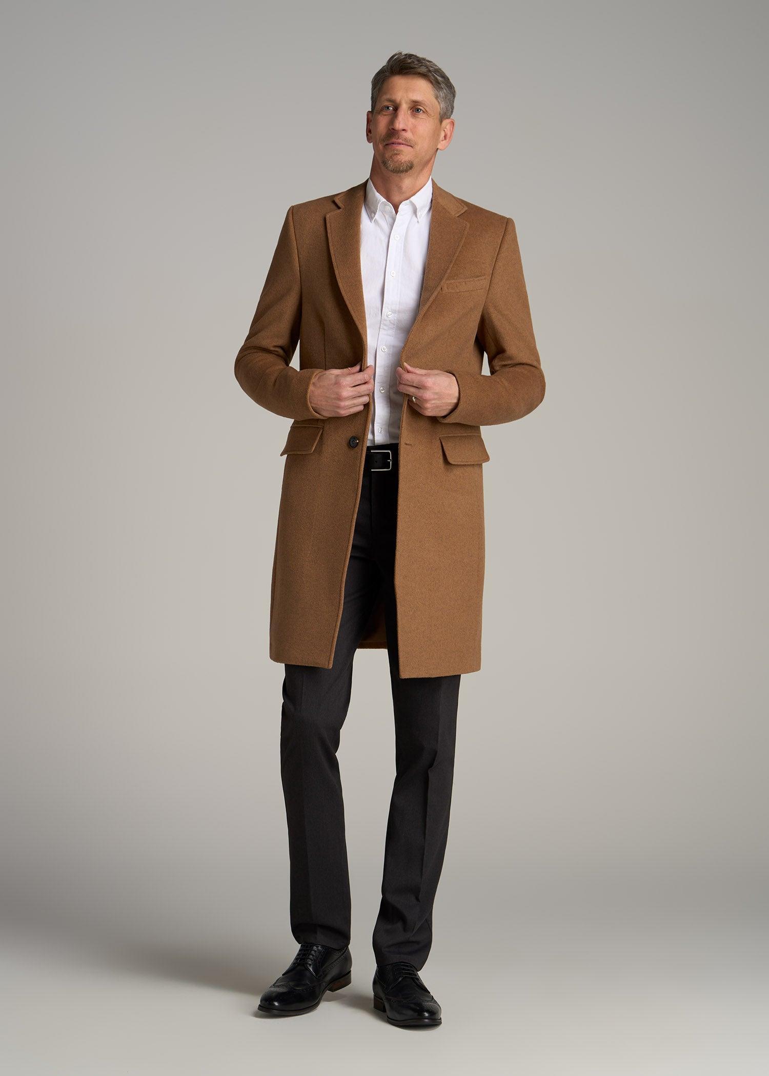 Wool Coat for Tall Men in Camel Male Product Image