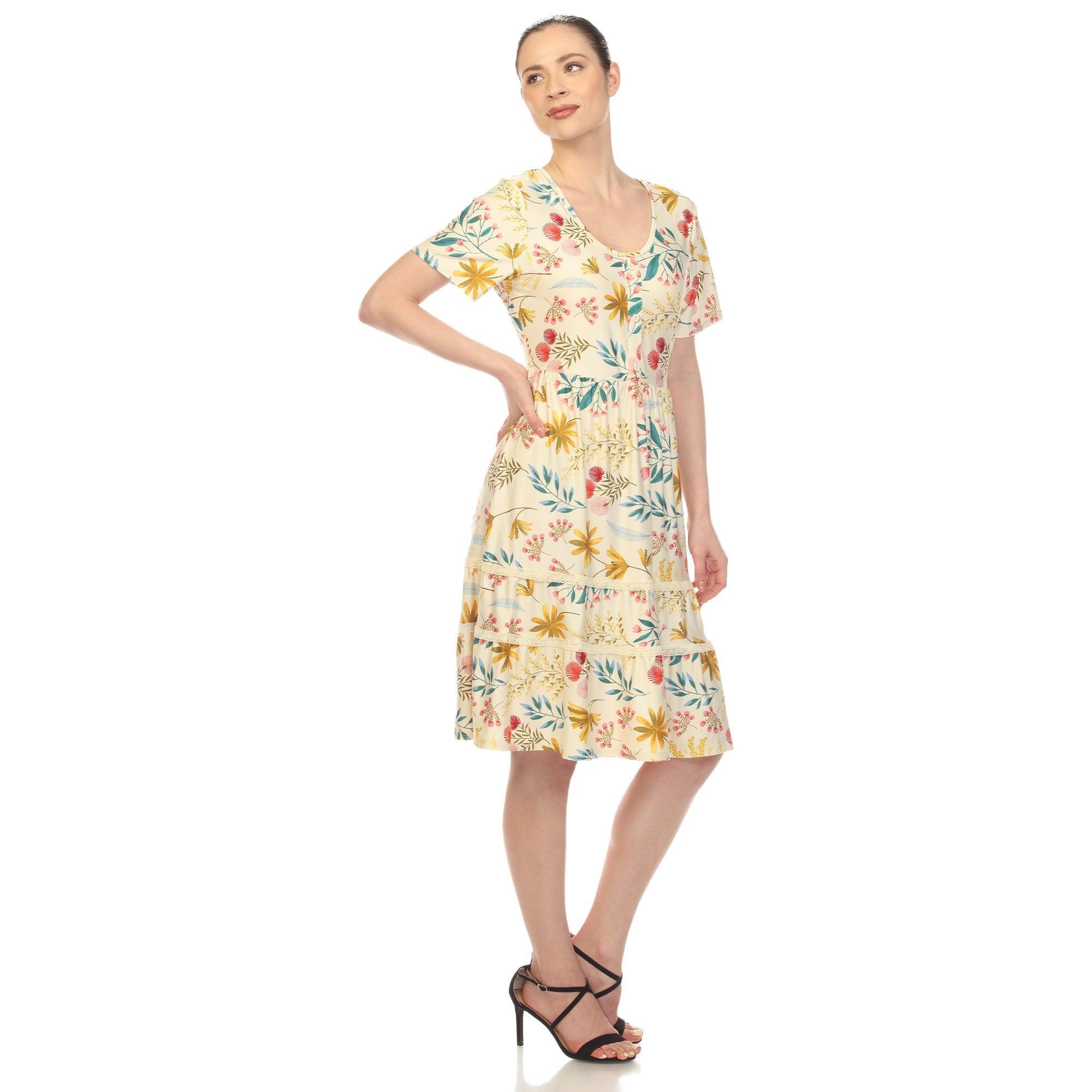 Floral Short Sleeve Knee Length Dress Product Image