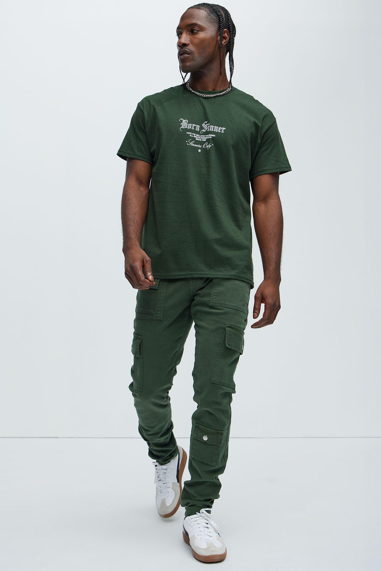 I'm Feeling Stacked Skinny Cargo Pants - Green Product Image