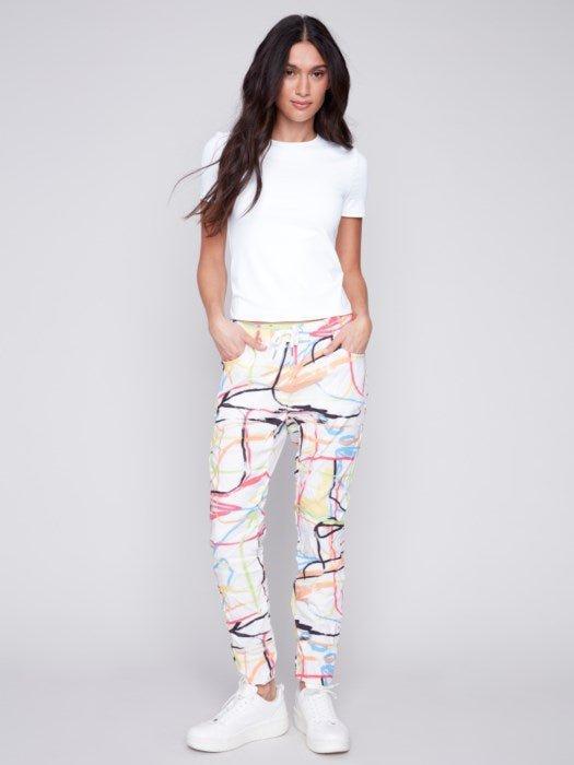 Graffiti print crinkle pants by Charlie B Product Image