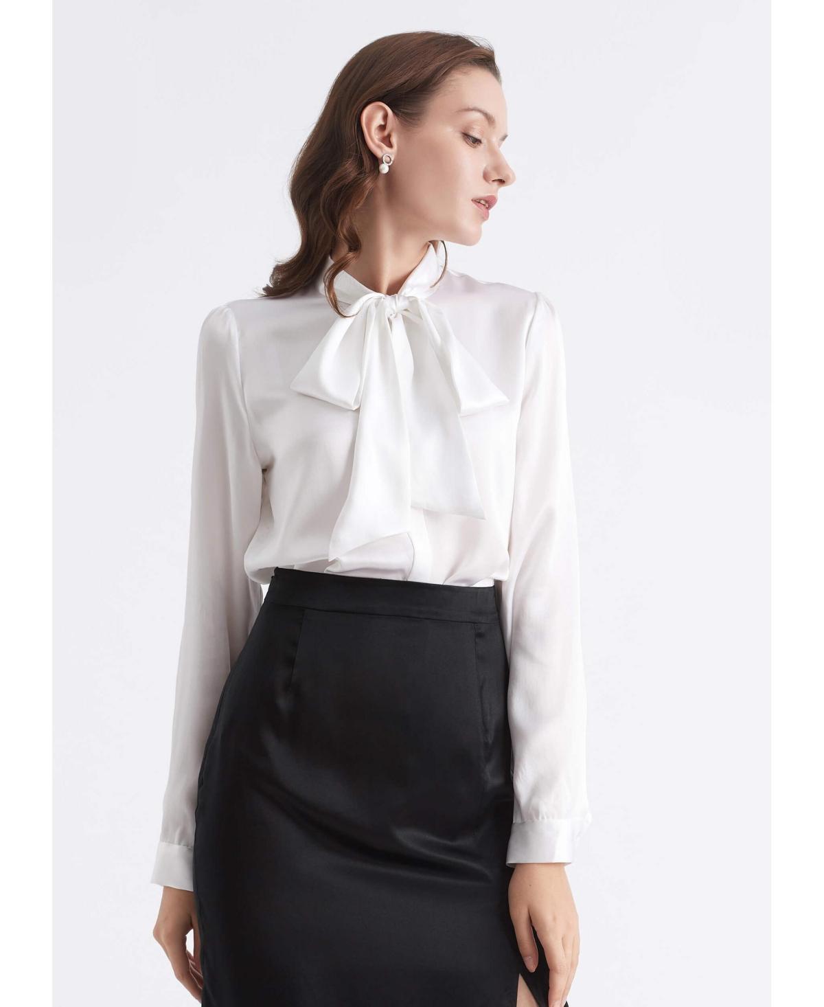 Womens Bow-tie Neck Silk Blouse Product Image