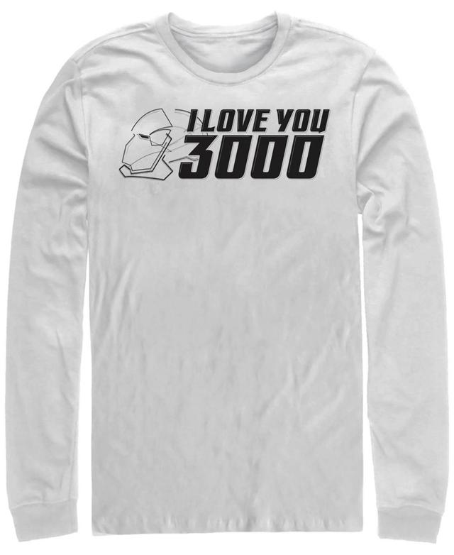 Mens Marvel Avengers Endgame I Love You 3000 Iron Man Outline Long Sleeve Graphic Tee White Product Image