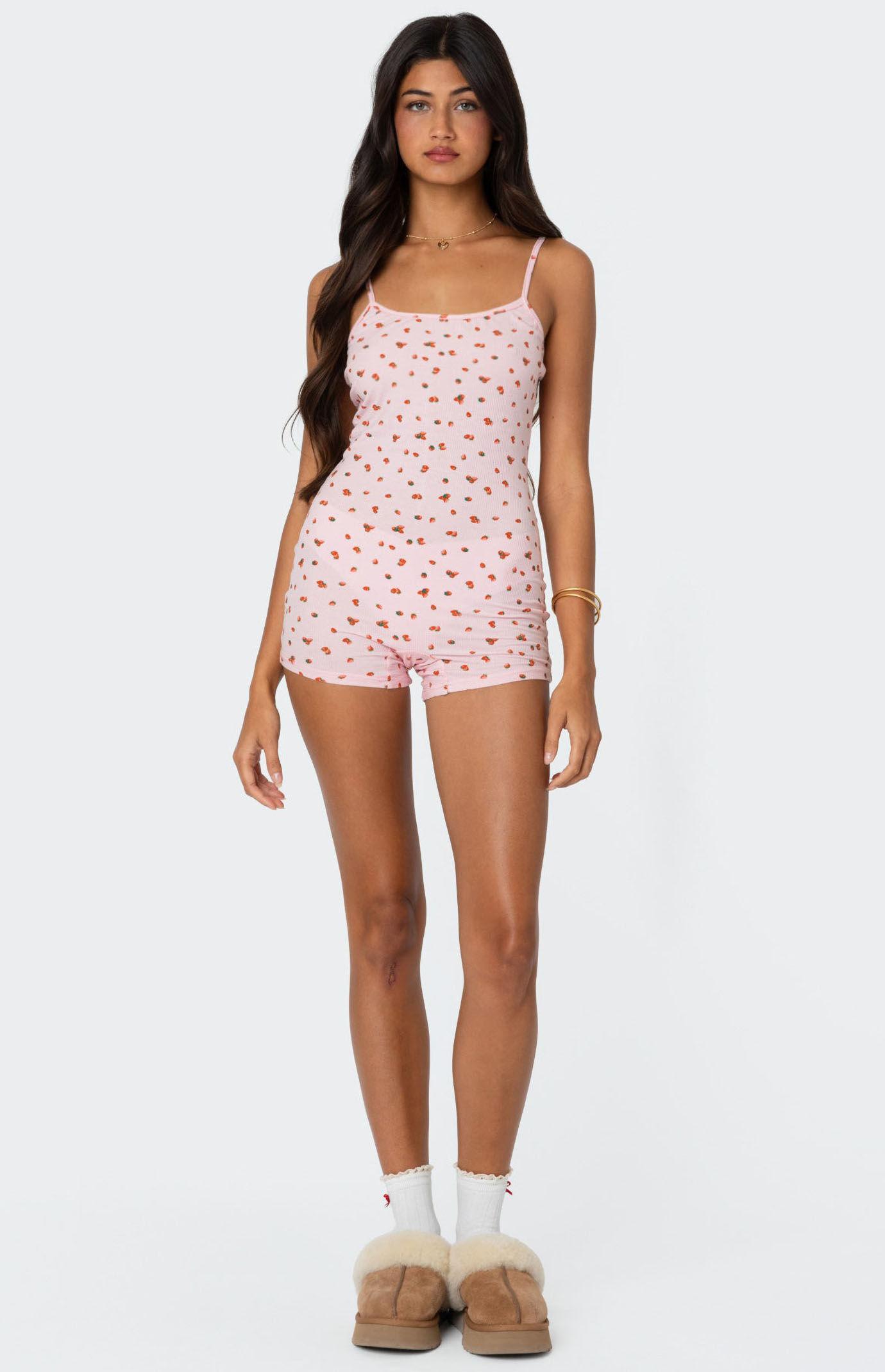 Edikted Women's Strawberry Girl Printed Romper Product Image