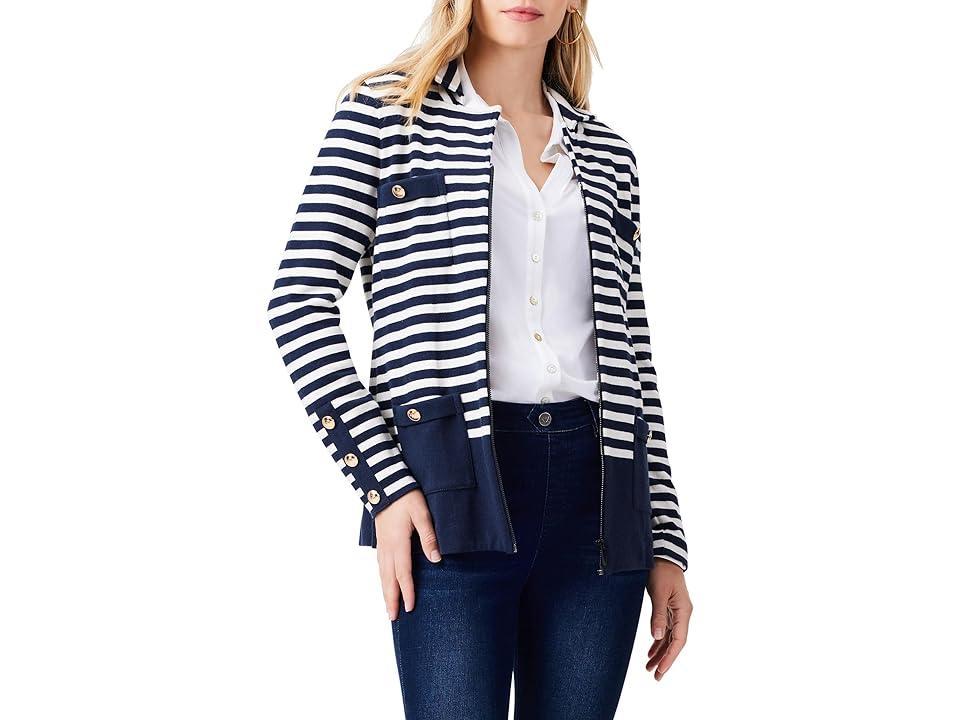 NIC+ZOE Striped City Charm Knit Blazer (Indigo Multi 1) Women's Jacket Product Image