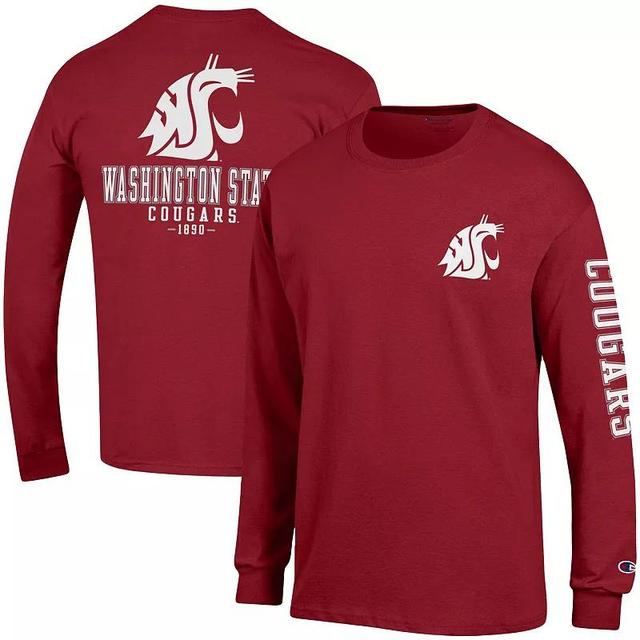 Mens Champion Crimson Washington State Cougars Team Stack Long Sleeve T-Shirt Product Image