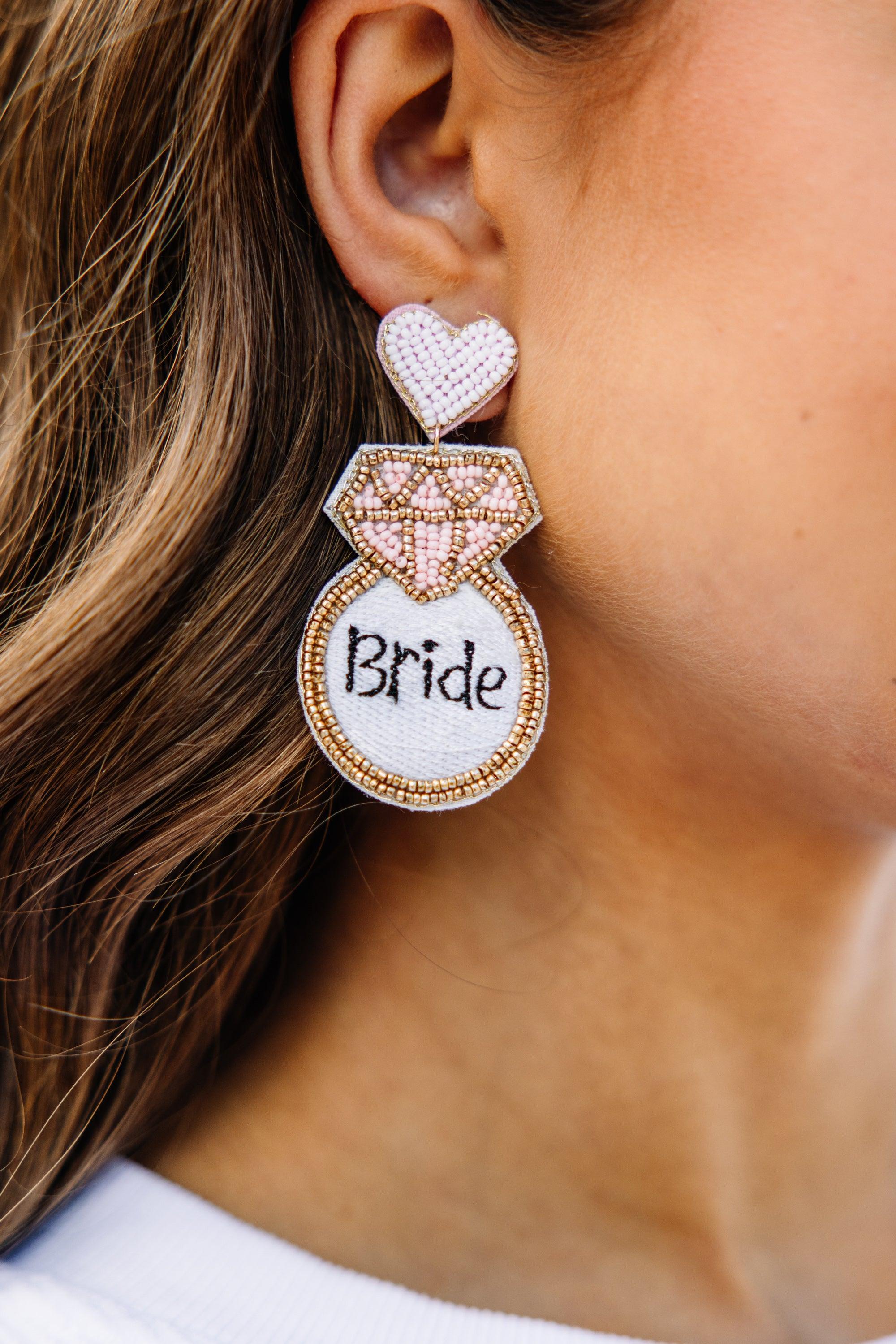 Bride and Bling White Earrings Female Product Image